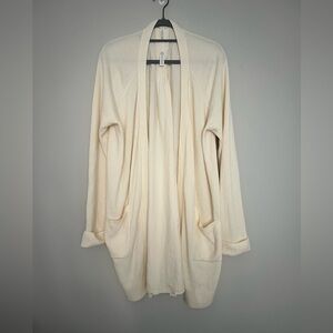 Lululemon Ribbed Cardigan Still At Ease Wrap Fabric Ivory Cashmere blend Size 12